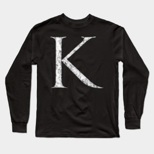 K in Roman White Marble Latin Alphabet Letter Sticker Long Sleeve T-Shirt